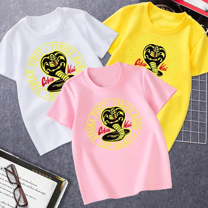 

Boys Clothes Girls T-shirts 2021 Summer Tshirt Cobra Kai Round Neck Shirt Baby Top Short-sleeved Girls Clothes Football Shirt