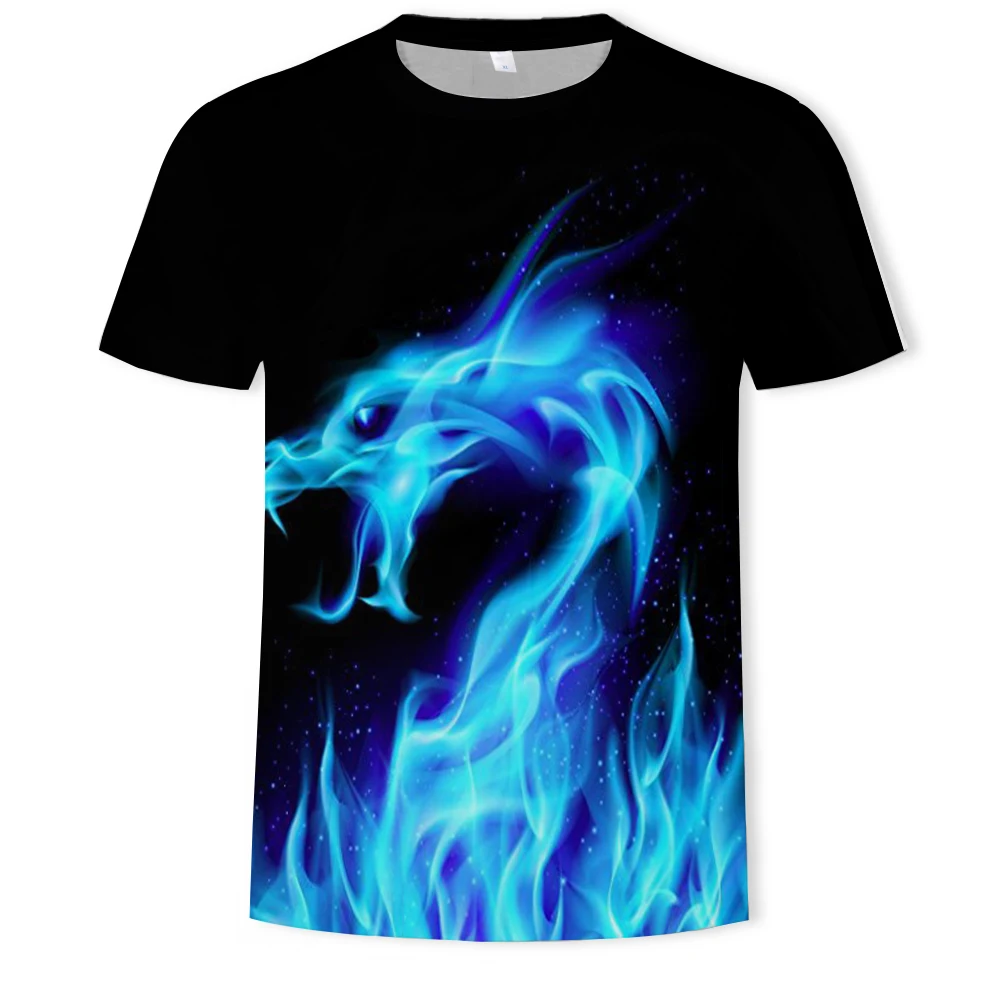 

Summer hot new men's T-shirt 3D printing flame pattern Harajuku O-neck fashion men's and women's same T-shirt