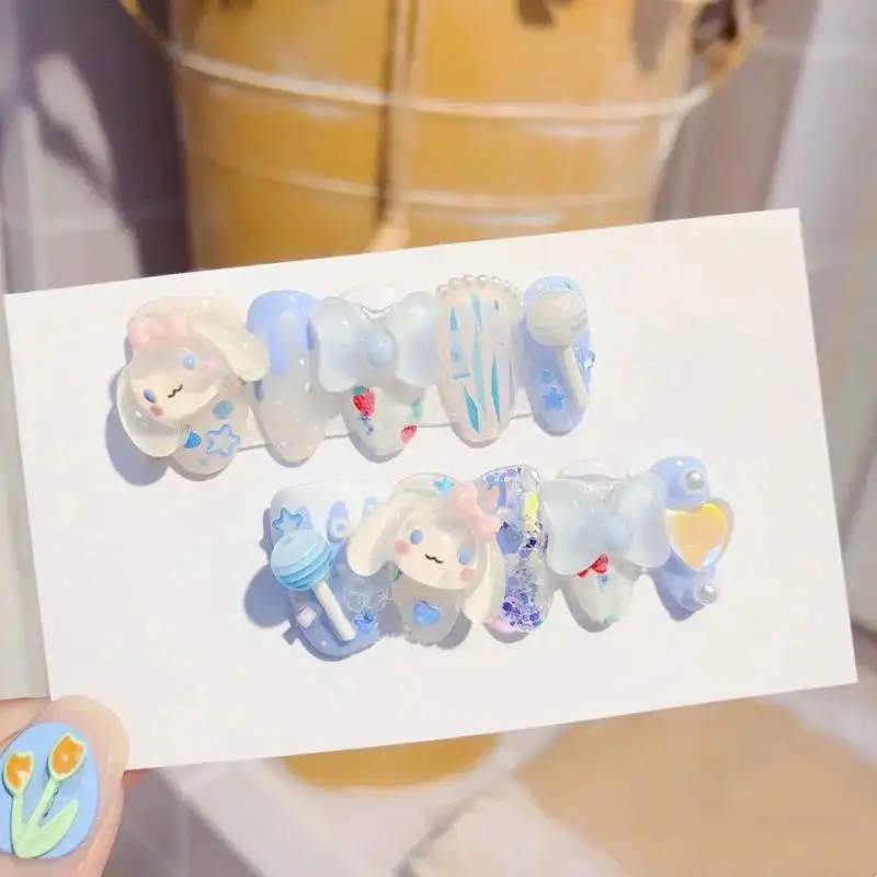 New Kawaii Sanrio Cinnamoroll Cartoon Dolls Handmade Three-Dimensional Nail Patch Anime Plush Toys for Girls Toys Gift