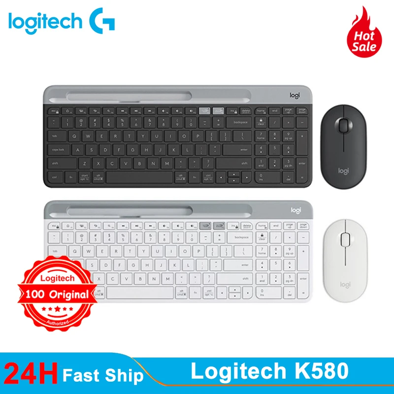 Беспроводная клавиатура Logitech K580, оригинальная Многофункциональная портативная клавиатура 2,4G с функцией Bluetooth для ПК, планшета, телефона