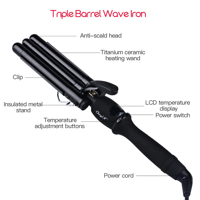 CkeyiN керамические Тройные Бочки глубокая волна щипцы для завивки волос Волнистые