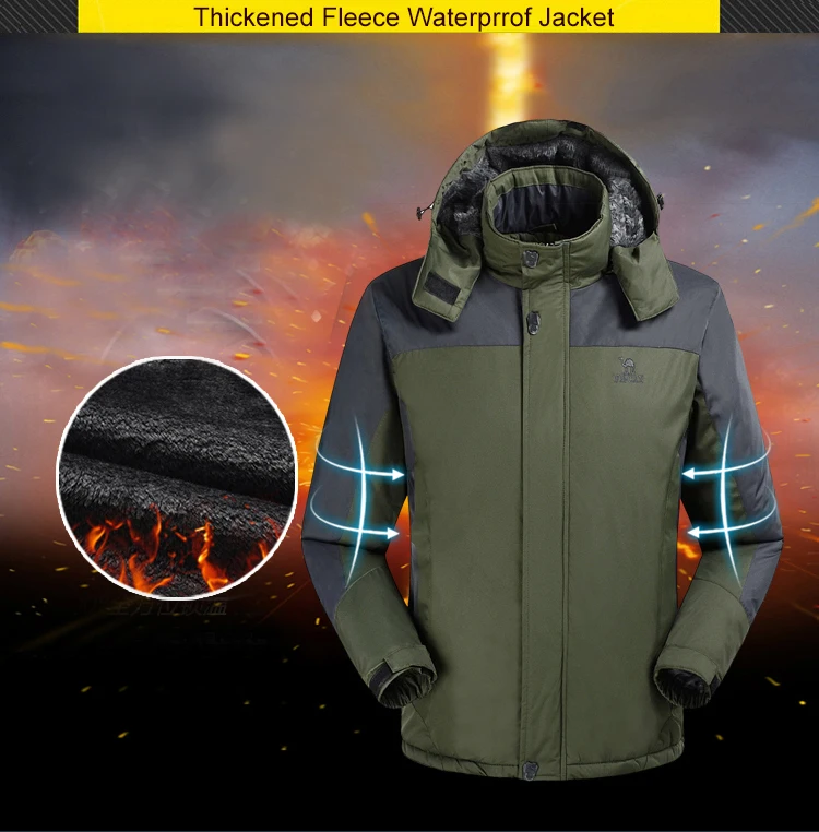 Winter Fleece Military Hiking Jackets Men Windproof Waterproof Outdoor Warm Rain Coat Male Hiking Camping Trekking Skiing Jacket