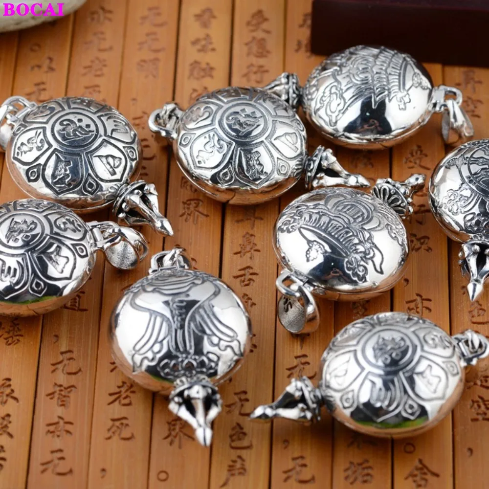 

BOCAI 100% S925 Sterling Silver Gawu Box Pendant Six Character Truth Protection Life Buddha Pure Argentum Amulet For Men Women