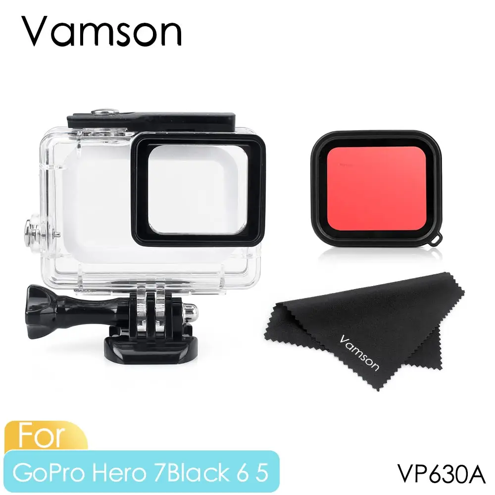 Vamson для Hero 7 6 5 водонепроницаемый 45 м подводный с базовым креплением защитный корпус для воды красный фильтр VP630A - Цвет: VP630A
