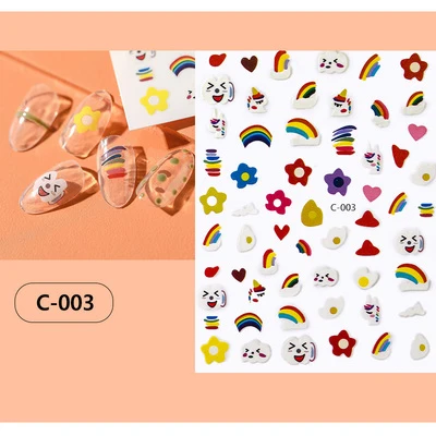 003 1 лист стикеры 3D на ногти Nail Art яркие красочные в форме радуги ногти наклейки для ногтей наклейки украшения Маникюр Z0214 - Цвет: 003