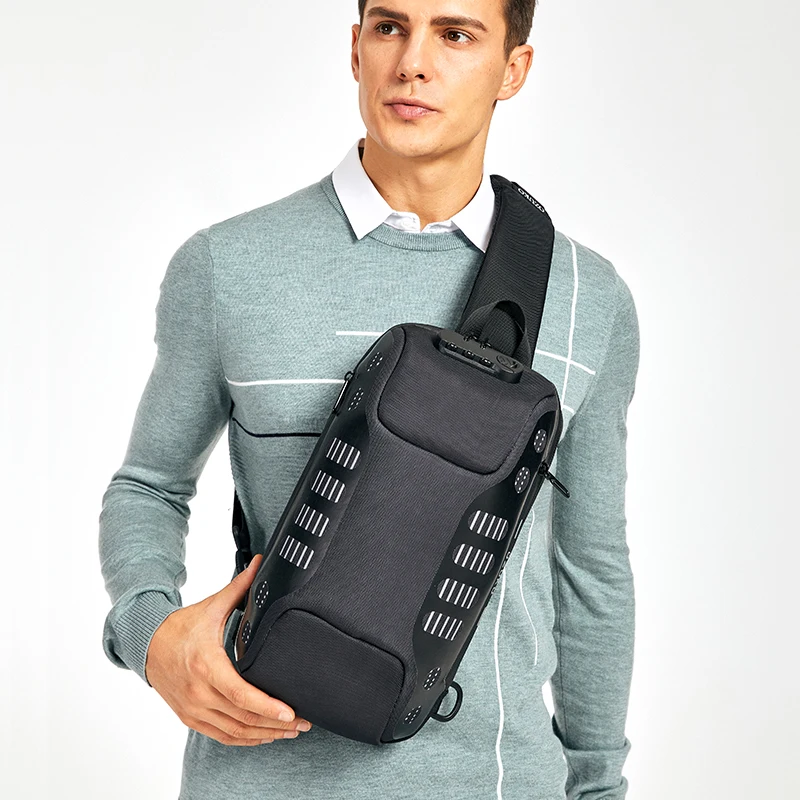 Мужская нагрудная сумка OZUKO, многофункциональная, водонепроницаемая, с разъемом USB, с защитой от кражи от AliExpress WW