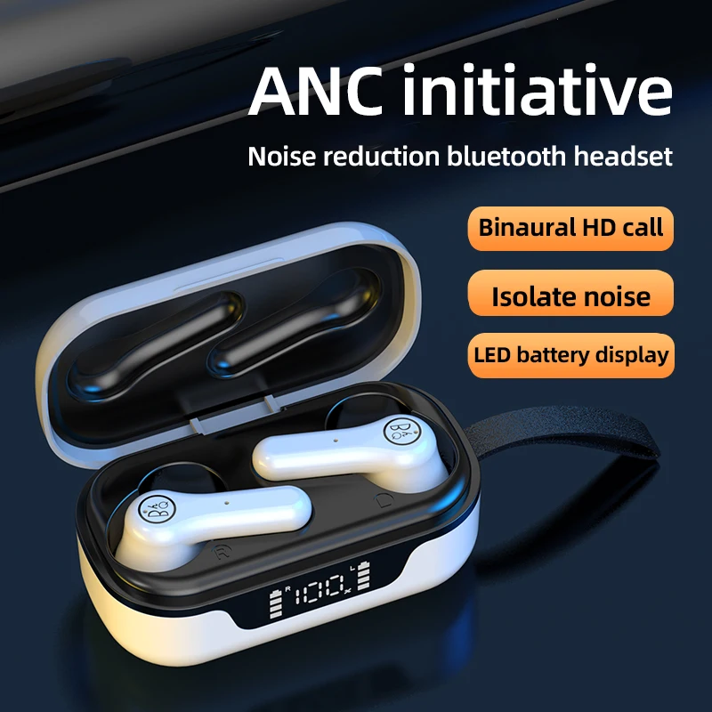 

TWS M19 Bluetooth V5.0 наушники с активным шумоподавлением светодиодный ным дисплеем, портативные беспроводные наушники-вкладыши с сенсорным управл...