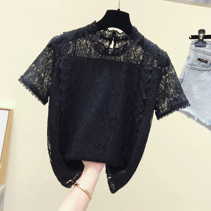 С воротником с кружевом и оборками женская блузка пэчворк 2021 новые летние