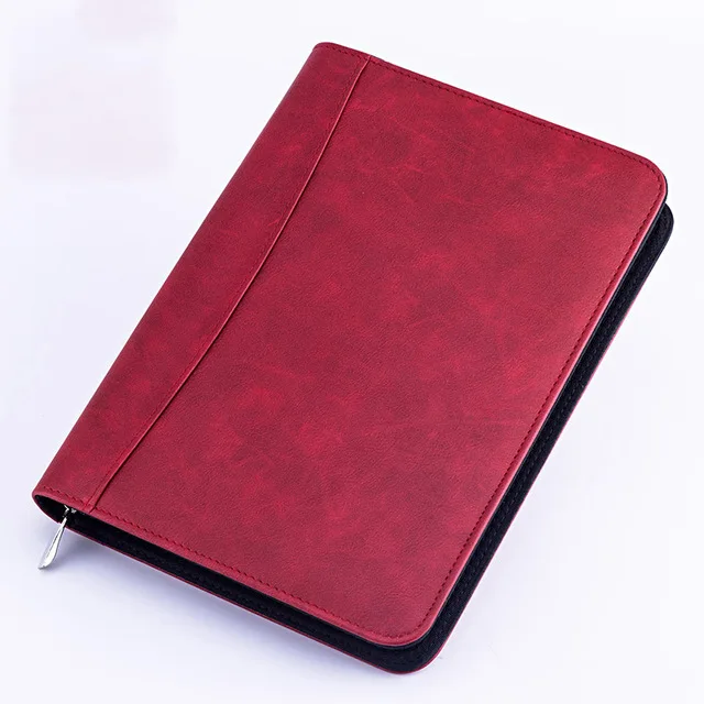 Красный А5 Папка для документов с калькулятором на молнии Fichario Binder Padfolio портфель для ноутбука сумка для путешествий - Цвет: Красный