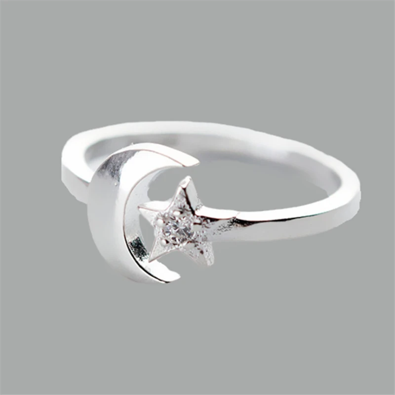 Модные глянцевые ювелирные кольца в Корейском стиле 2020 с Луной и звездами белыми