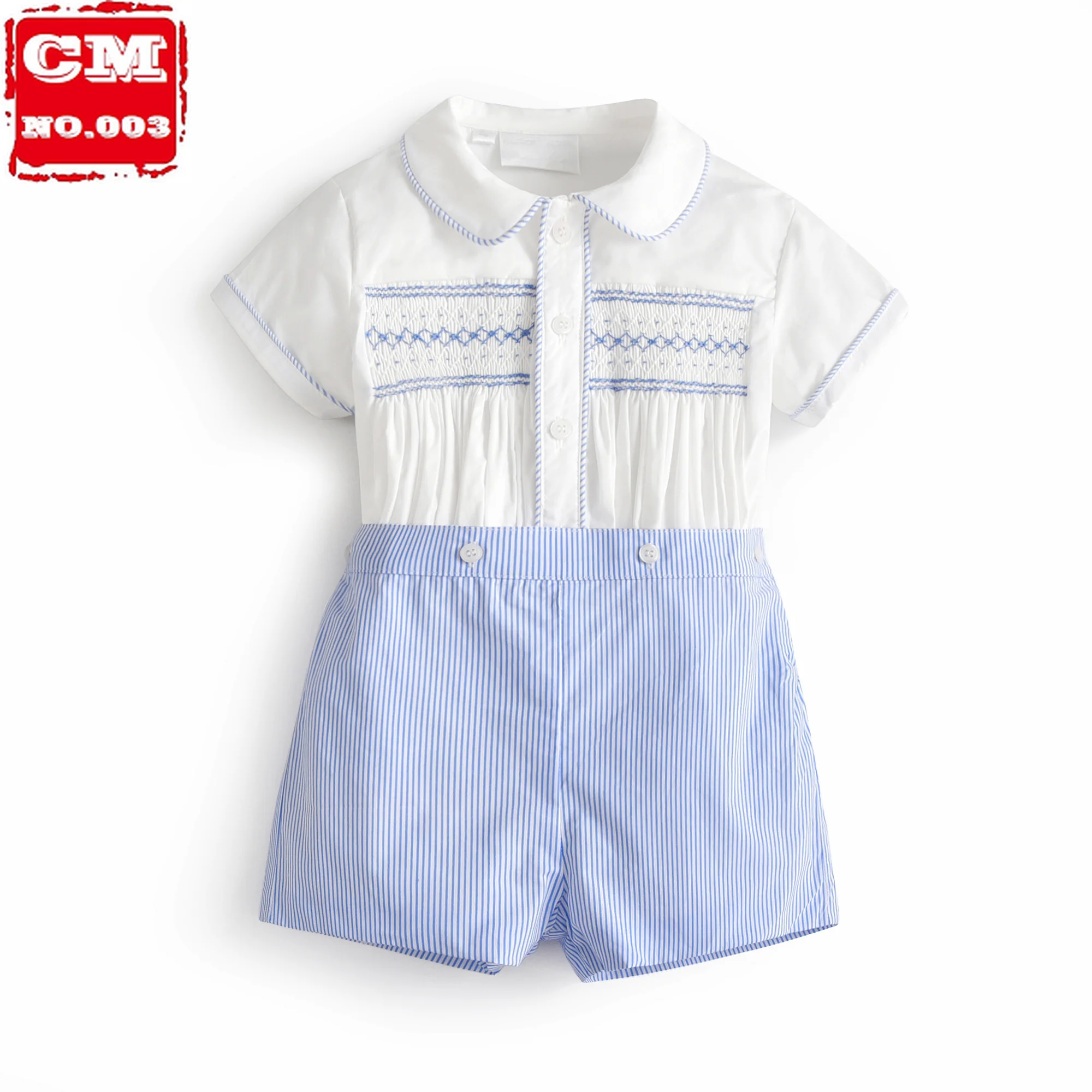 

Baby Boy Clothing Sets Infants Newborn Hand Made Smocked Clothes Kids Shorts Sleeve Tops+Shorts Summer Children British Outfits