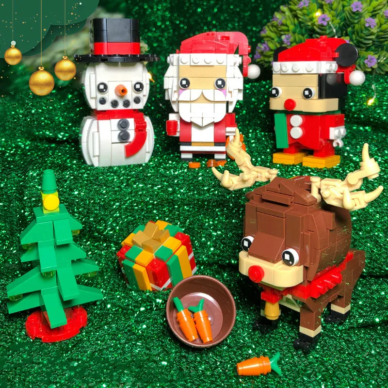 Santa Claus Christmas tree Snowman elk puzzle assembly children birthday building block toy gift | Игрушки и хобби