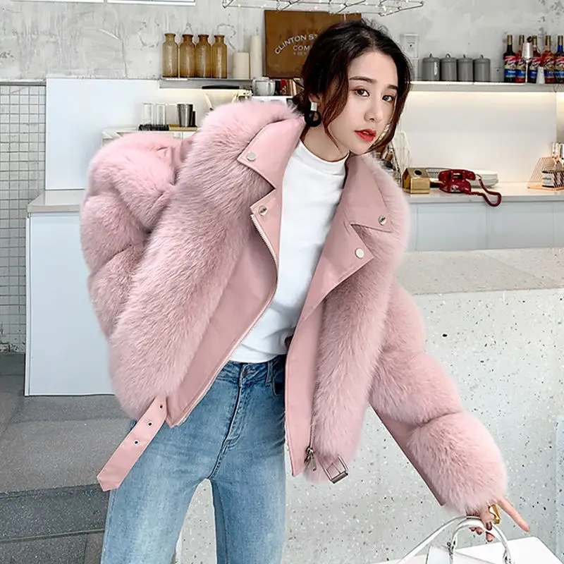 Faux Fur Coat Women Winter Jacket Imitate Fox Fur Short Thin Female  Winter Clothes