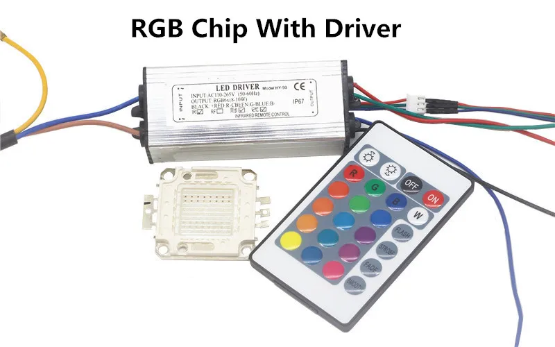 RGB Chip Driver Высокомощный COB светодиодный светильник с бусинами лампа-чип с драйвером 10 Вт 20 Вт 30 Вт 50 Вт 100 Вт для DIY прожекторный светильник свет белый/теплый белый RGB - Цвет: RGB Chip Driver