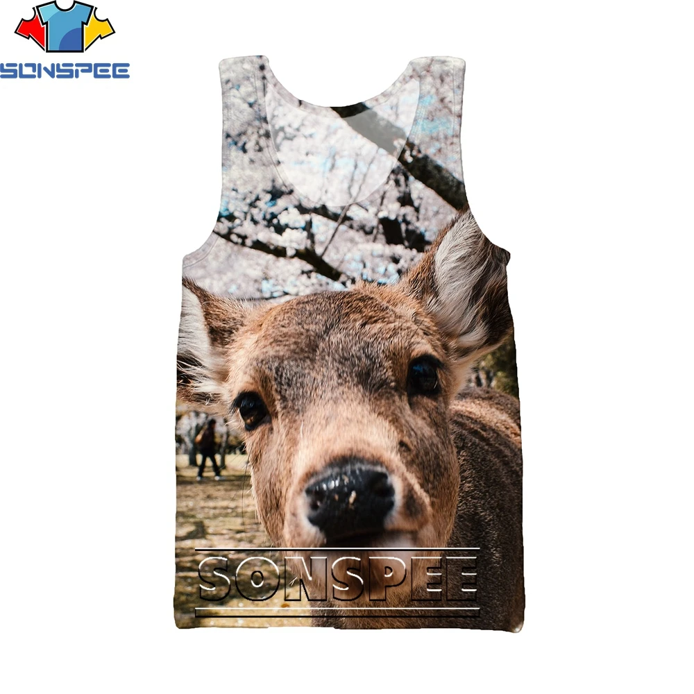 

SONSPEE Men Casual sleeveless Shirts Summer Fashion Unisex Vest top Animal horse Funny 3D Print Harajuku Tank Pullover top t389