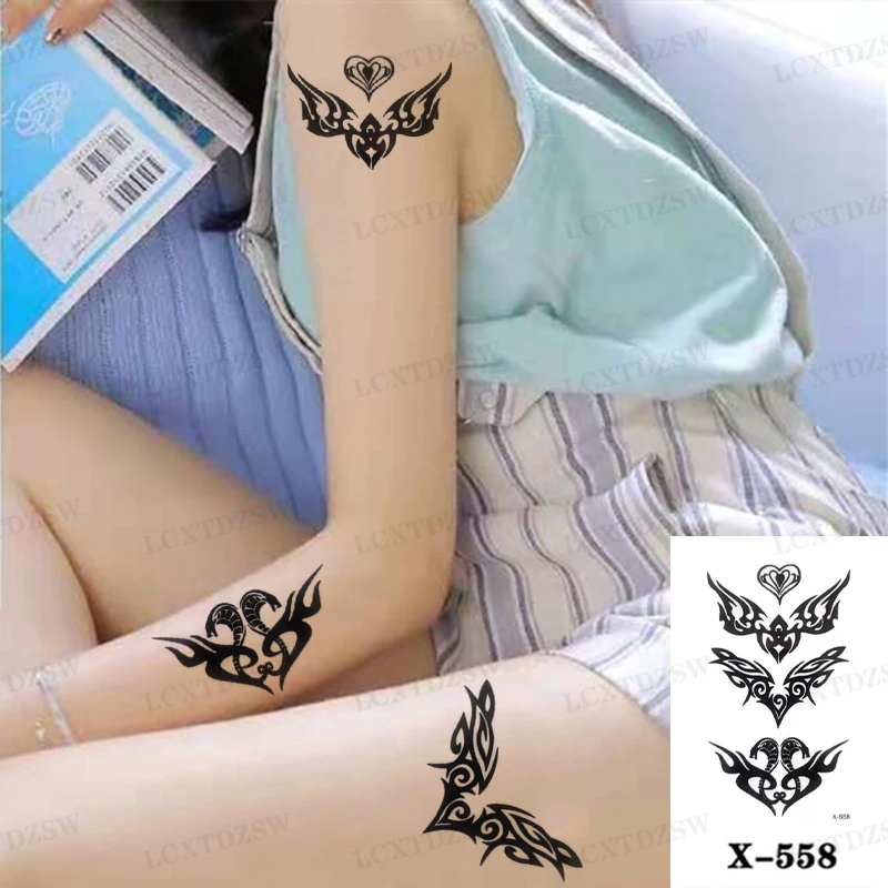 Stickers Waterproof Temporary Fake Tattoo Black Moon Stars Tattoo Arm Women's Tattoo And Body Painting One-Time Tattoos Men