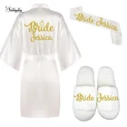 Индивидуальный халат для невесты Sisbigdey, индивидуальный халат с текстами на тапочках, блестящая Фольга для письма, Свадебный халат-кимоно