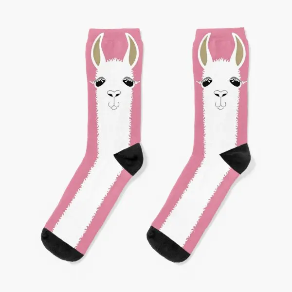 

Llama Portrait 5 Crew Socks Mens Pattern Black Women Cute Cartoon Best Cotton Unisex Girls Short Breathable Ladies Funny Sports