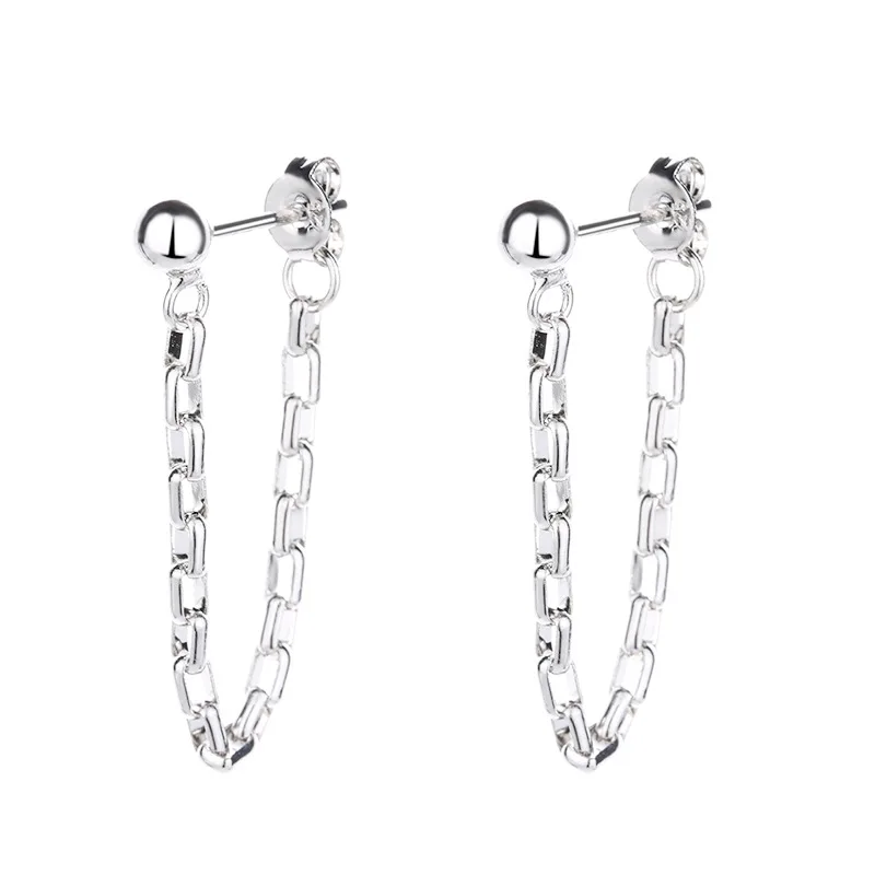 

925 Sterling Silver Tassel Charm Stud Earring For Women Girls Party Jewelry Pendientes Accessories eh723