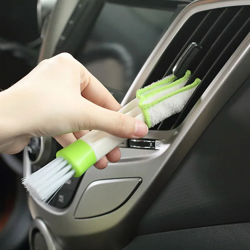 2 In1 Green Car Air-conditioner Outlet Dirt Duster Cleaner Brush Air Conditioning Vent Blinds Cleaning Accessories | Автомобили и