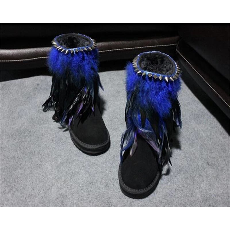 

Snow boots female fur one short tube in the tube leather wool Korean version plus velvet thick winter women's shoes