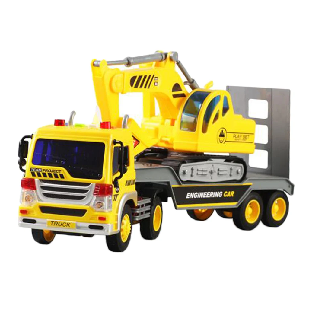 

1/16 Construction Truck Toy with Music & Light Friction Powered Push and Go Toy Truck Cars Inertia Powered Truck Car