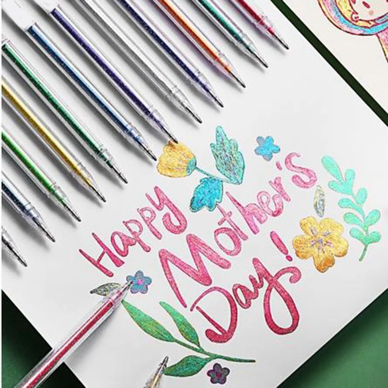 

12 Colors Glitter Gel Pen Set Children Drawing Color Highlighter for Coloring Books Craft Doodling Painting PUO88