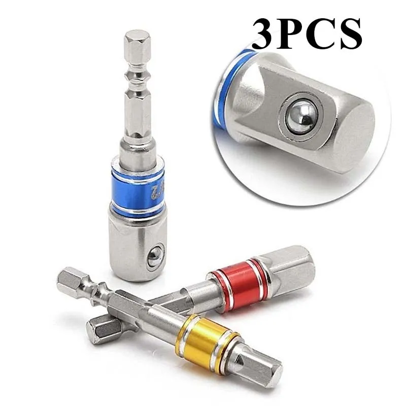 

3 Pcs Drill Socket Adapter Impact Drill Extension Drill Bits Bar Socket Adapter 1/4 3/8 1/2 Size Hex Shank Square Head Drill Bit