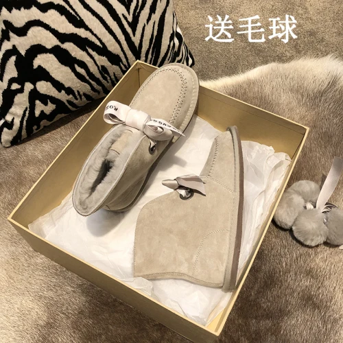 Зимние сапоги без каблуков; женская обувь с круглым носком из плюша; Zapatos De Mujer; Водонепроницаемая Толстая теплая шерстяная обувь; зимние короткие сапоги с бантом и помпонами; - Цвет: Beige