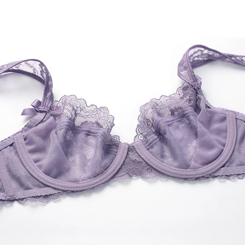 Сексуальный кружевной прозрачный бюстгальтер с камнями Ультратонкий комплект