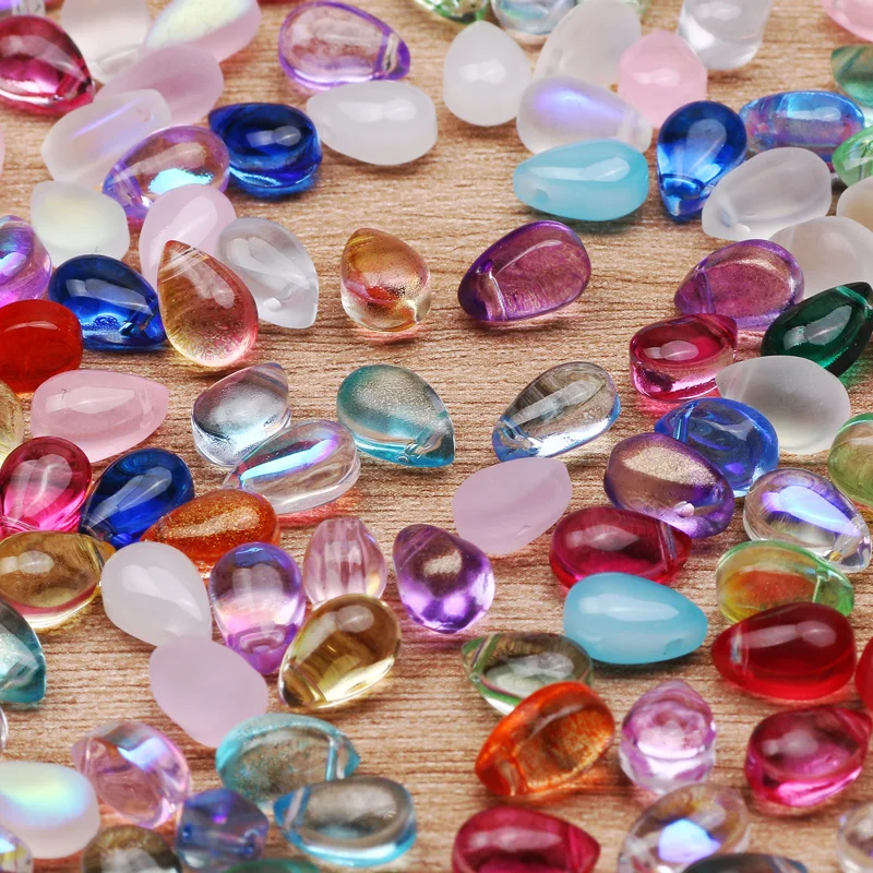 Прозрачные стеклянные бусины в форме капли воды 6x9 мм из чешского стекла для