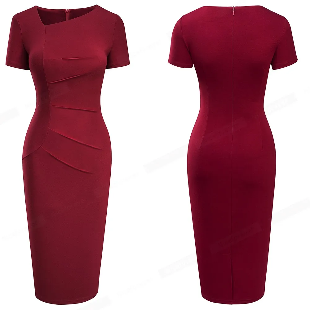 Женское офисное платье Nice-Forever элегантное однотонное платье-футляр в деловом