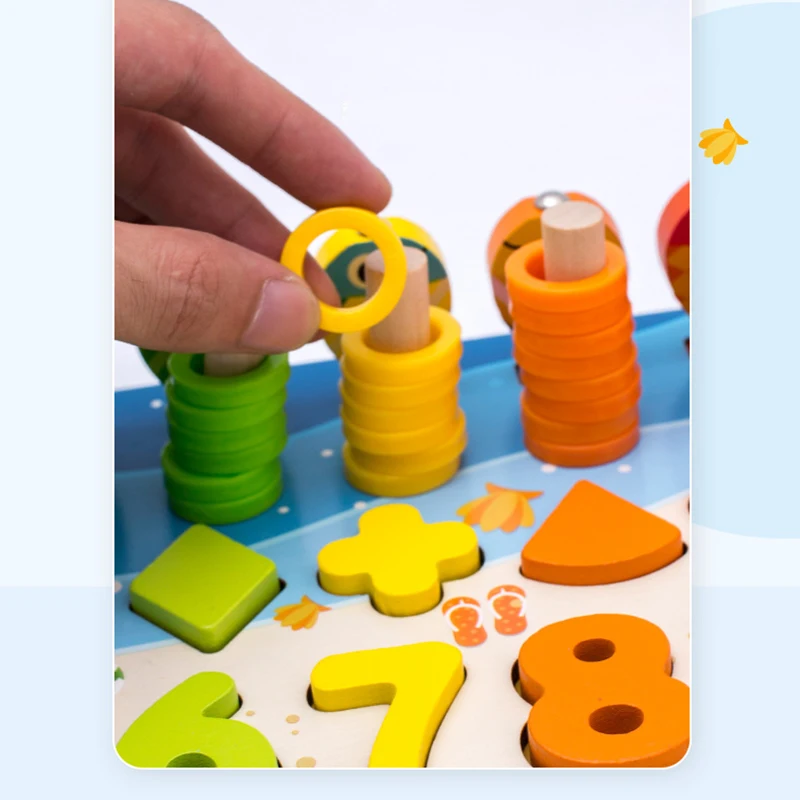 

Wooden Toys Montessori Educational Children Busy Board Math Geometry Kit Preschool C44