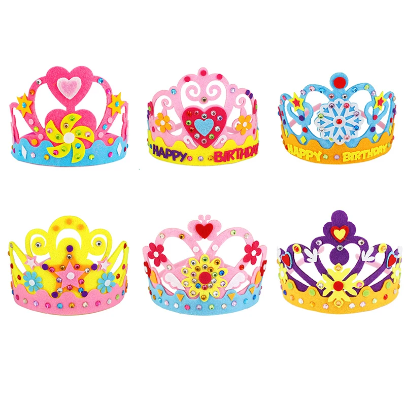

3 шт./компл. Нетканая шляпа «сделай сам» с короной, головной убор принцессы, игрушка ручной работы, творческие искусства и ремесла, игрушки дл...