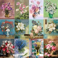 gatyztory vase diy painting by numbers flowers kits drawing canvas handpainted oil diy pictures by numbers home decoration