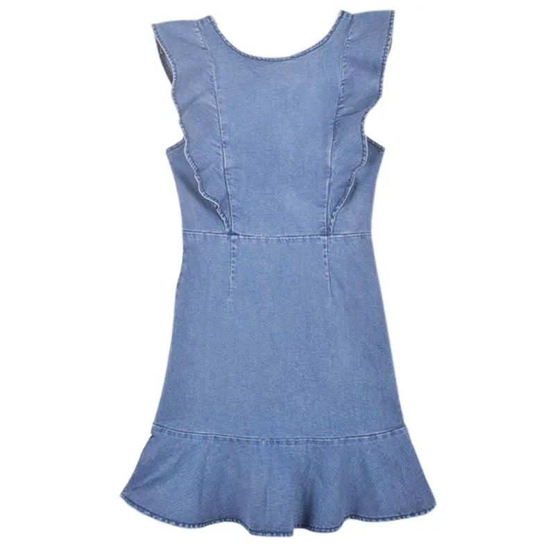 

2020 Europe and America summer ruffled stretch denim dress