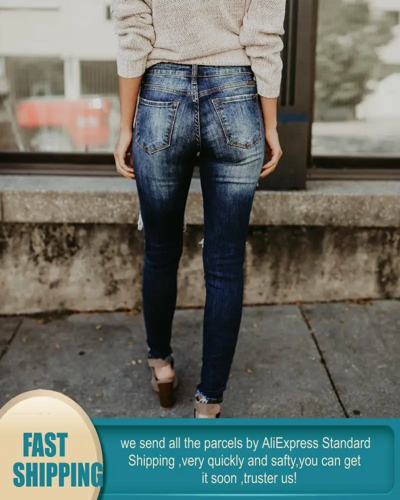Весна-Осень 2020 синие эластичные джинсы с высокой талией женские обтягивающие