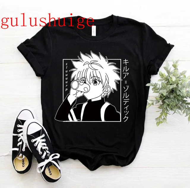 Hunter X футболки с графическими принтами для мужчин Harajuku Kawaii Мультфильм Killua
