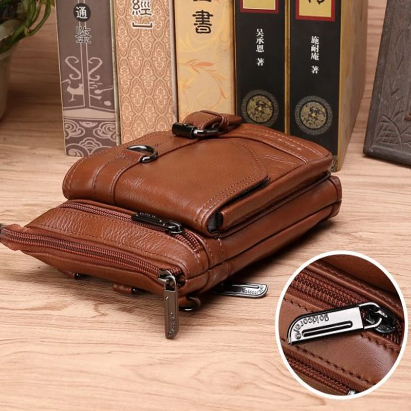 Забавная сумка для мобильного телефона из натуральной кожи мужчин маленькие