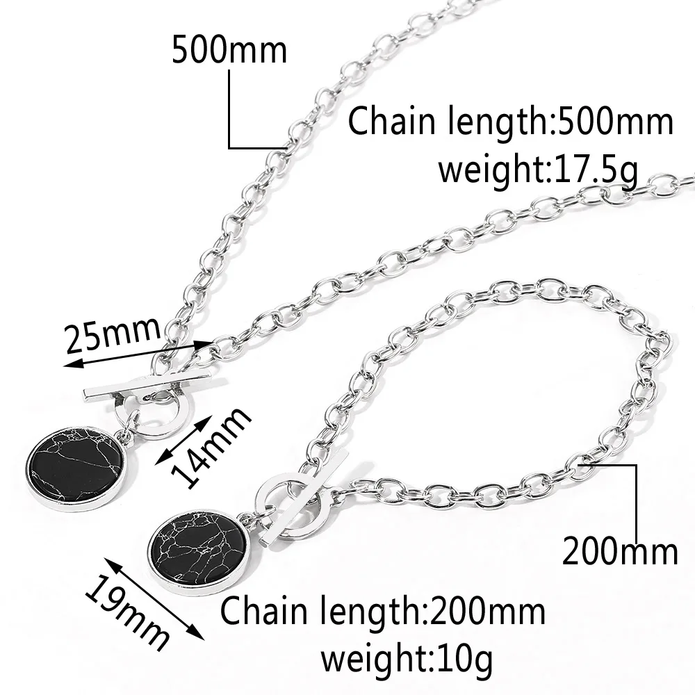 

HANGZHI NEW Minimalist Clavicle Chain Necklace for Women Round Marble Pendant Fashion Short Necklace Female Statement Jewelry