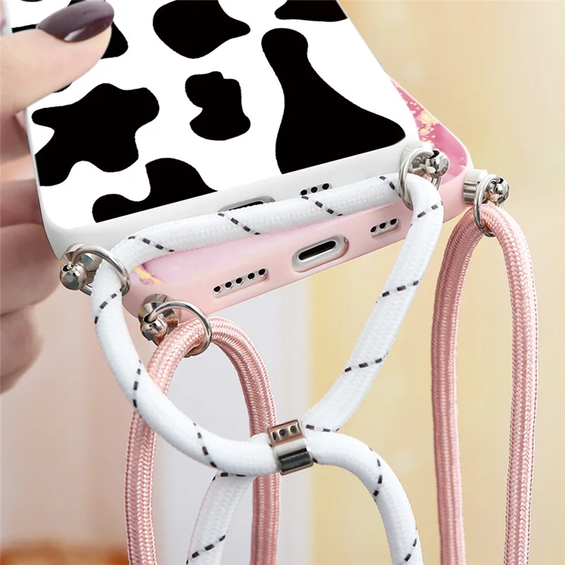 

Necklace Lanyard Rope Case For Xiaomi Mi Poco X3 NFC Redmi Note 9 10 10T 9T 8T 8 9A 7A 7 9S Pro Lite A2 6X 5X Soft TPU Cat Case