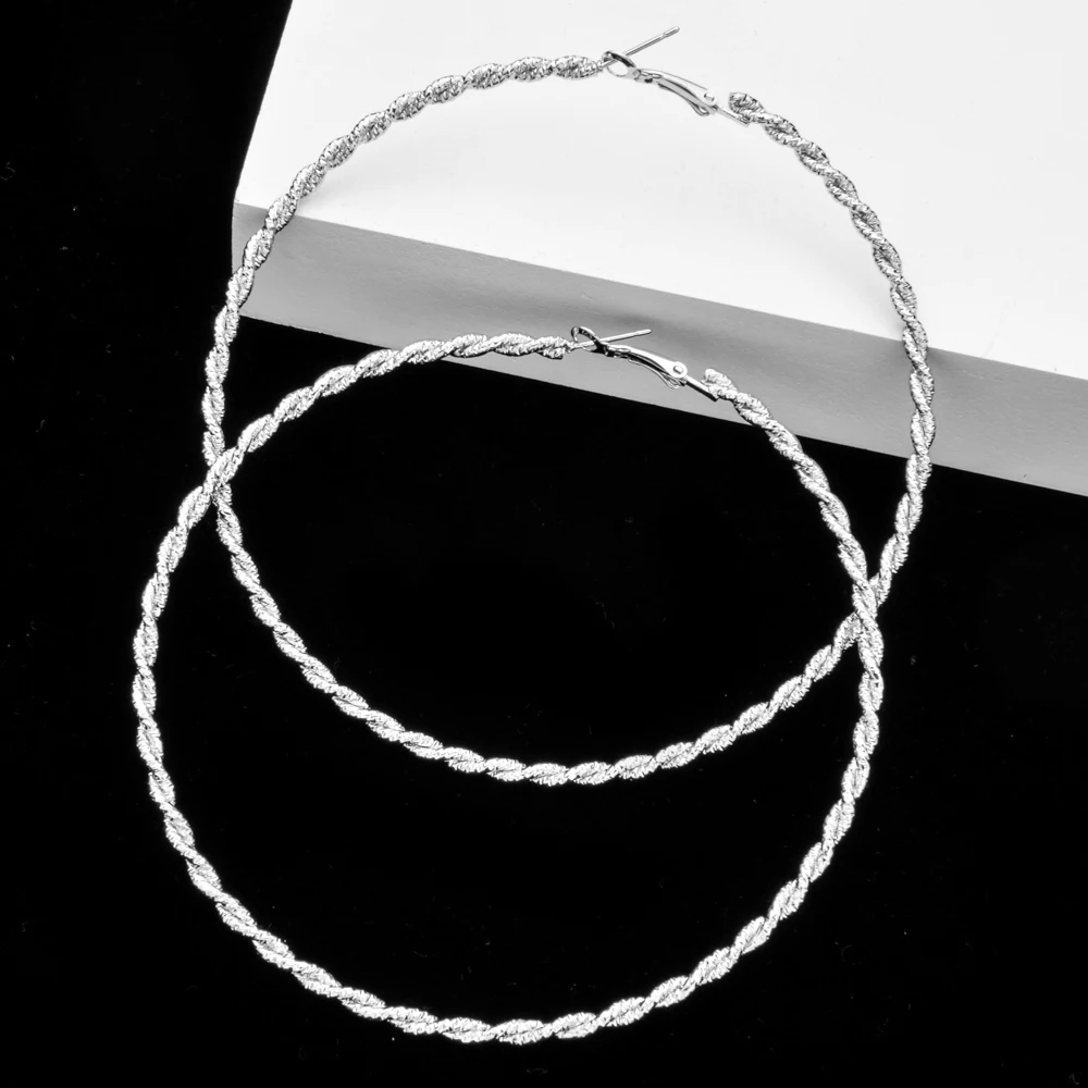 E1960 B LUBINGSHINE, новые модные серьги в стиле панк с большими кругами, серьги-кольца с узором в виде босса, скрученные серьги золотого цвета, женские вечерние ювелирные изделия высшего качества - Окраска металла: E1960 B