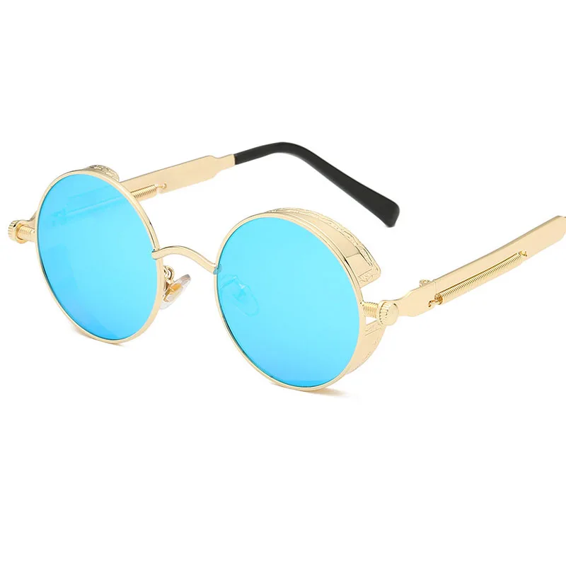 Женские зеркальные солнцезащитные очки круглые в стиле стимпанк весна