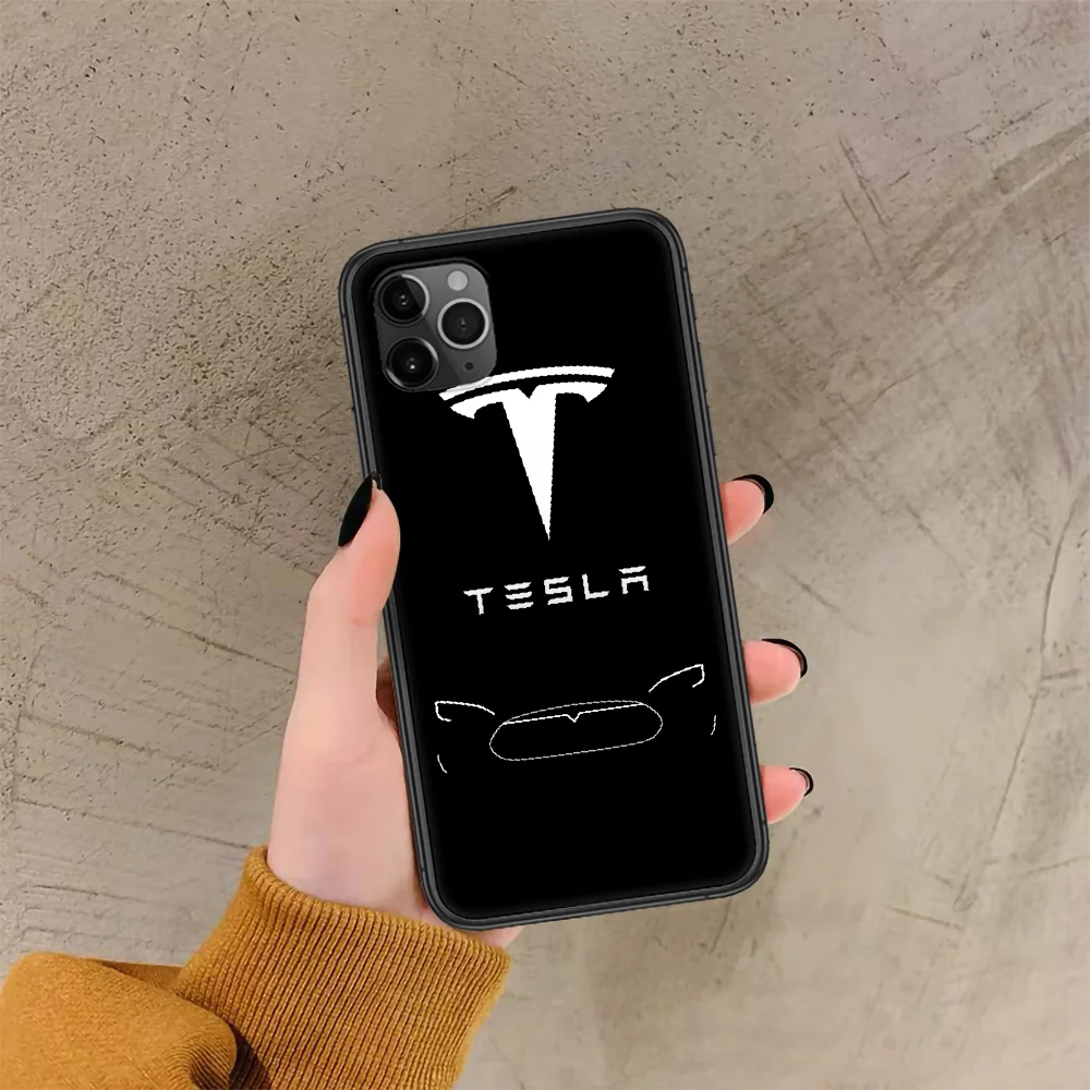 

Electric Car Tesla logo Phone Case For Iphone 4 4s 5 5S SE 5C 6 6S 7 8 Plus X XS XR 11 12 Mini Pro Max 2020 black Hoesjes