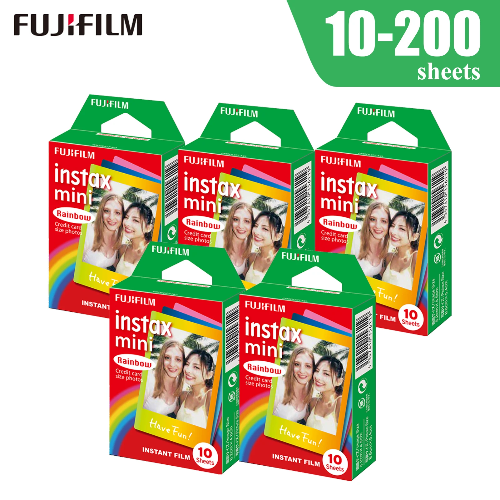 Белая пленка для Fuji Instax Мини пачка цветов радуги 10 листов фотобумаги с