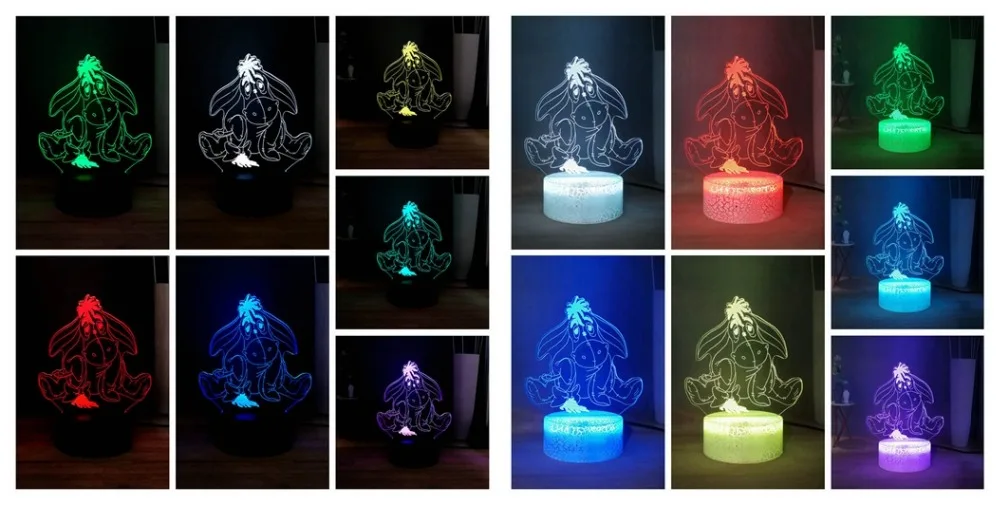 Дропшиппинг милый ИА RGB многоцветный 3D оптическая лампа Пух медведь светодиодный ночной Светильник для сна Детский праздник день рождения Рождественский подарок