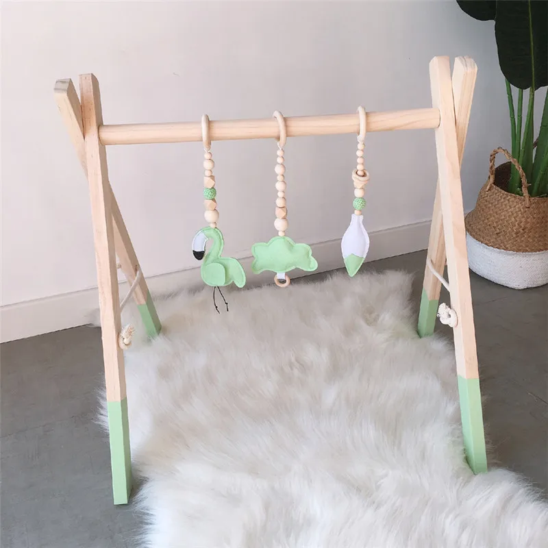 3PCS Nordic Baby Decor Wooden Gym Wall Hanging Toy Baby Room Gym Toy Wooden Beads Ornaments Nursery Tent Hanging Decoration