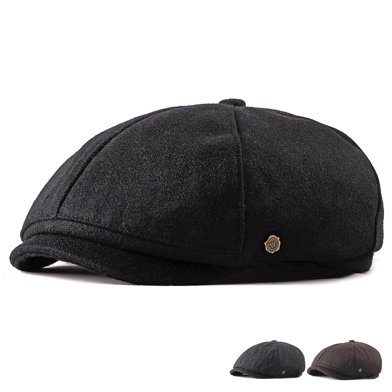 Мужская Женская шерстяная шляпа с козырьком от солнца в Корейском стиле модель