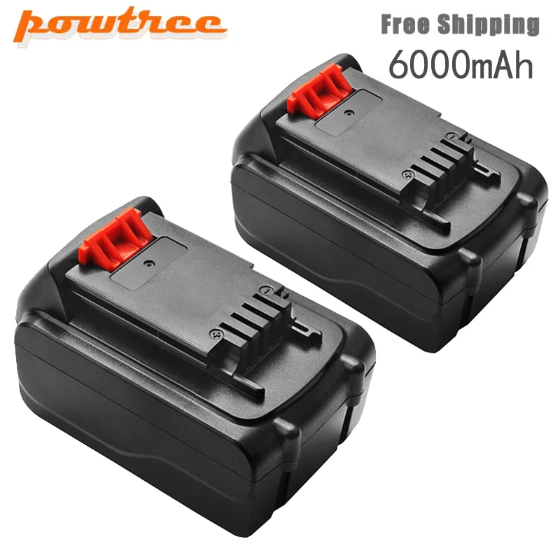 Аккумулятор Powtree 6000 мАч для Black & Decker LBXR20 20 вольт литиевый LB20 LCS1620 LDX220