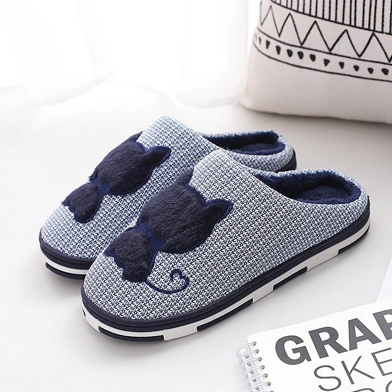 

Большие размеры 40-44; Женские тапочки; Домашние шлепанцы; Нескользящие тапочки; Милые тапочки на платформе с рисунком кота; Плюшевые теплые т...